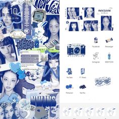 a collage of photos and images with the word's name in blue on it