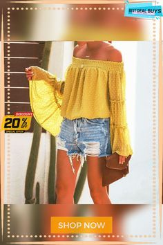 Elegant Women's Off Shoulder Long Sleeve Tops Ladies Sexy Pullover Loose Fashion T-shirt Yellow Non-stretch Casual Top, Chic Yellow Off-shoulder Tops, Yellow Tops For Fall Night Out, Yellow Tops For Night Out In Fall, Yellow Fitted Off-shoulder Tops, Fitted Off-shoulder Yellow Tops, Casual Yellow Off-shoulder Top, Trendy Yellow Tops For Night Out, Trendy Non-stretch Tops For Day Out