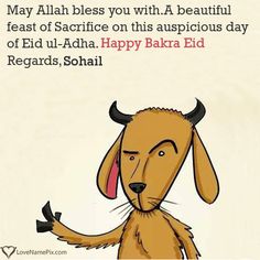 a dog with horns on it's head saying happy bakra eid