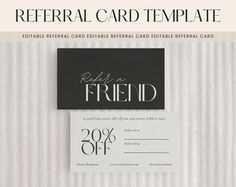 the refer card template is ready to be used as a gift card for friends and family members