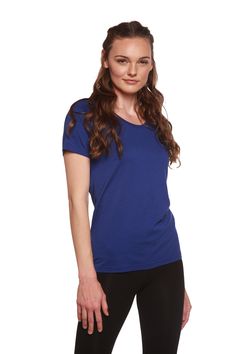 This soft, refined 70% viscose from bamboo/30% organic cotton jersey features short sleeves and not-too-low scoop neck. Our newly designed tee has added body length and a slim-fit silhouette. Ideal for layering or for low-rise bottoms. Available in Sapphire Blue, Cream, Black and Charcoal Heather Grey. Designed in California, made in China. S, M, L, XL, and XXL. ET-WHG $25 Basic Fitted Scoop Neck T-shirt, Basic Stretch Scoop Neck T-shirt, Basic Stretch T-shirt With Scoop Neck, Stretch Scoop Neck T-shirt For Everyday, Everyday Stretch T-shirt With Scoop Neck, Scoop Neck Fitted T-shirt For Everyday, Basic Fitted Short Sleeve Top With Scoop Neck, Fitted Scoop Neck T-shirt For Everyday, Fitted Short Sleeve Scoop Neck Top