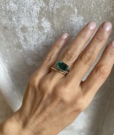 Jessica Mccormack, Emerald Cut Ring, Elongated Cushion, Claw Setting, Dope Jewelry, Dream Engagement Rings, Jewelry Lookbook, Pinky Ring