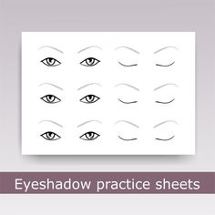 Eye Makeup Practice Sheet, Makeup Practice Sheets, Makeup Face Template, Face Template Makeup, Makeup Sketch, Printable Makeup, Makeup Practice, Eyeliner Application, Makeup Charts