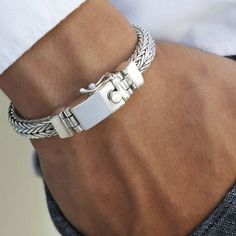 Sterling Silver Men's Bracelets Big / Small Size 7 to 10 in. - VY Jewelry Mens Sterling Silver Bracelets, Big Bracelets, Men's Bracelets, Mens Bracelet Silver, Sterling Silver Mens, Mens Jewelry Bracelet, Silver Man, Nail Art Design, Bracelet Sizes