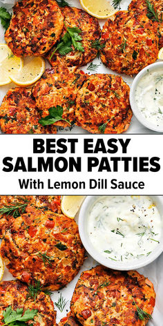 Easy salmon patties recipe with lemon dill sauce. Salmon Leftover Recipes, Fresh Salmon Patties, Spring Meal Ideas, Easy Salmon Patties