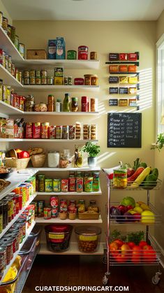 an organized pantry filled with lots of food