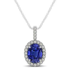 METAL SPECIFICATIONS Metal Name: White Gold 14K STONE SPECIFICATIONS Stone Name : Tanzanite and Diamond Stone Cut : Oval and Round Stone Details : There is one tanzanite in the center of approx. 3.00 carats (Approx. Size 11.4 x 7.5 mm) and approx. 0.50 carats round smaller diamonds on the side. Natural earth mined stones. Total Stone Weight : approx. 3.50 carats Color : Blue/F Clarity : AAA/VVS1 PENDANT SPECIFICATIONS Length : 16” (Can change length, please indicate about change with payment) Ap Gia Certified Sapphire Jewelry For Formal Occasions, Gia Certified Dazzling Sapphire Jewelry, Oval Sapphire Necklace With Halo Setting, Classic Sapphire Jewelry Gia Certified, Formal Tanzanite Diamond-cut Jewelry, Formal Tanzanite Diamond Cut Jewelry, Elegant Round Tanzanite Gemstones, Classic Gia Certified Sapphire Jewelry, Classic Jewelry With Halo Setting And Lab-created Sapphire