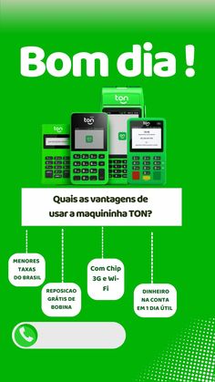 a green poster with several different types of phones and numbers on the front, in spanish