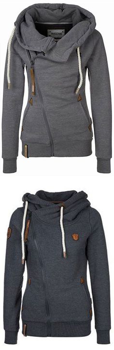 Keep your dream and go to have a look,this one fashion and warm is ready for you. The Traveller  Sweatshirt features fleece lining and drawstring hooded design. You deserve it at CUPSHE.COM  , free shipping! Zipper Sweatshirt, Jeans Casual, Winter Mode, Inspiration Mode, Looks Style, Look Fashion, Passion For Fashion, Autumn Winter Fashion, Side Zipper