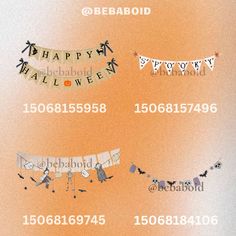 halloween banners and buntings on an orange background with the words happy halloween below them