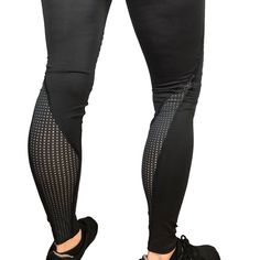 Shape Black Performance Leggings Perforated Mesh Panels In Back Of Legs For Cooling Knees Have Reinforced Ribbed Patches With Geometric Texture Moisture Wicking Technology High Waist With Wide Waistband Slimming Figure Flattering Silhouette Double S Seams Flatter Your Curves And Trim The Waist Banded Ankle Added Stretch For Wider Range Of Motion Comfortable And Breathable Great Fit And Construction Designed For Workouts And Weekends Size Small Approx. Flat Lay Measurements, No Stretched: 12.5” W High Stretch Breathable Black Pants, High Stretch Mesh Leggings For Running, Mesh Leggings For Running, Fitted Leggings With Breathable Mesh For Gym, Stretchable Breathable Black Pants, Casual Black Breathable Tights, Stretch Mesh Tights For Training, Mesh Back Leggings For Running, Fitted Leggings With Mesh Back For Running