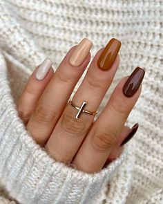 65 Fabulous Fall Nail Designs To Spice Up Your Autumn Style - Pretty Sweet Fall Nail Art Designs, Colorful Nail Designs, Fall Nail Art, Fall Nail Colors, Brown Nails, Autumn Nails, Fall Nail