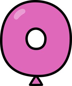 a pink object with a black circle on it's top and bottom corner, in the shape of a letter o