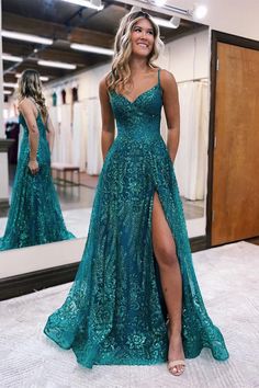 Long A line Spaghetti Straps Tulle Lace Sleeveless Prom Dress With Sli – BIZTUNNEL Sleeveless Prom Dress, Tulle Neckline, Prom Dress Inspo, Matric Dance, Sleek Dress, Stunning Prom Dresses, Prom Dresses Sleeveless, Designer Prom Dresses, Prom Dress Inspiration