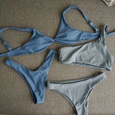 - New, Never Worn Bikinis - Bought Them For A Vacation That I Never Went On - Both Have Slots For Removable Pads, But They Don’t Come With Pads Blue And Purple, Slots, Color Blue, Gym, Purple