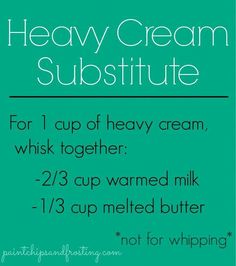 a poster with instructions for how to use the creamy cream substitue recipe