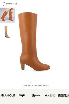 Meet Jovey by Journee Collection, the knee-high boot that effortlessly blends fashion and comfort. With a pull-on design, these boots are easy to put on and take off, while the center seam detail adds a trendy element to your look. The stacked cone heel and almond-toe design not only provide a chic lift but also create a flattering silhouette. Crafted with faux leather, Jovey is a sleek and stylish choice for your everyday wardrobe. • Almond-Toe • Knee-High Boot • Pull-On • 4 mm Tru Comfort Foam Stylish Shoes For Women, Big Calves, Boot Pulls, Over The Knee Socks, Wide Calf Boots, Knee Socks, Journee Collection, Calf Boots, Stylish Shoes