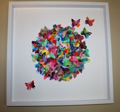 there are many colorful butterflies in the frame