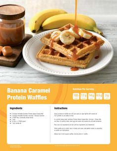 the banana caramel protein waffles are ready to be eaten