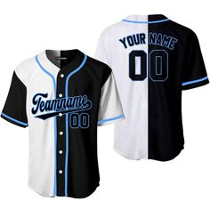 a black and white baseball jersey with the number 00 on it, that says your name