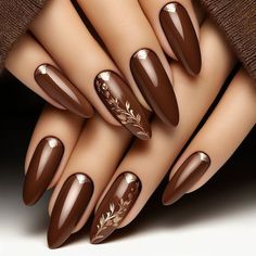 #AcrylicNails #NailArt #NailInspo #NailDesigns #NailTrends #GlamNails #NailGoals #NailStyling #AcrylicNailArt #NailPerfection Dark Fall Nails With Glitter, Dark Academia Nail Ideas, Nail Designs For Fall Autumn, Bronze Nails Designs, Espresso Nails, Copper Nails, Brown Nail