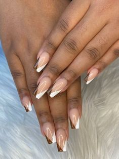 Girls Nail Designs, Brown Acrylic Nails, Short Square Acrylic Nails, Unique Acrylic Nails, Acrylic Nails Coffin Short, Short Acrylic Nails Designs, Brown Nails, Girls Nails