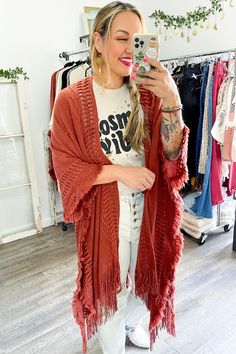 Looking for a stylish and fun way to stay warm this winter? Check out our Open Work Frayed Bohemian Ruana! This cute and cozy wrap is perfect for chilly days and nights, and can be dressed up or down to suit any occasion! #lovemyleto 100% Acrylic Imported Casual One Size Fringe Shawl, Casual One-size Shawl With Fringe, Bohemian Shawl For Fall Layering, Bohemian One Size Knit Shawl, Bohemian Knit Shawl, Bohemian Knit Shawl One Size, Bohemian One-size Knit Shawl, Bohemian Poncho For Loungewear In Spring, One Size Soft Knit Poncho For Fall