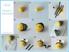 the instructions for making bees with fondant