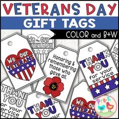 veterans day gift tags with an american flag theme