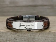 Memorial Signature Bracelet, Actual Handwriting Bracelet, Personalized Momma Quotes, Mom Daughter Jewelry, Bible Verse Bracelet, Handwriting Bracelet, Coordinates Bracelet, Personalized Grandma Gifts, Engraved Cuff, Leather Engraving, Custom Signature