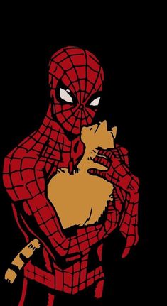 a drawing of a spider man holding a cat