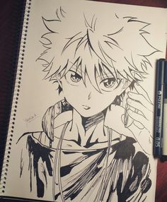 a drawing of an anime character on paper