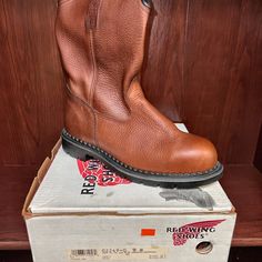 Red Wing Boots Style 2249. Steel Toe, All Leather, Brown, Pull Up, New In Box. Only Tried On On Carpet, Never Worn Out. Super Sole Urethane Outsole, Comfort Force Removable Footbed. Made In Usa. **Note: These Are Not Factory Seconds** Red Wing Boots Men, Red Wing Shoes Men's, Wing Boots, Mens Chukkas, Moc Toe Boots, Red Wing Boots, Steel Toe Boots, Wing Shoes, Red Wing Shoes