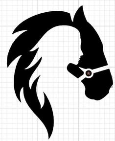 the silhouette of a horse's head is shown in black on a white background