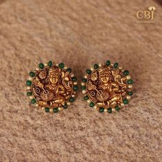 CBJ Gold & Diamonds on Instagram: "Antique nakashi studs highlighted with emerald beads. A must-have for your ethnic wear. #antiquestudscollection Antique studs crafted to detail under nakashi workmanship. Years of expertise to put the design in the forefront. DM us to place orders. Video call us from the convenience of your home. Call/Whatsapp +918885568655 for more details #AntiqueStuds #NakashiStuds #Jewellery #Fashion #studsofinstagram #IndianJewellery #Gold #studs #OnlineShopping #Acc Gold Studs Earrings Indian Antiques, Gold Studs Earrings Indian, Antique Earrings Studs, Simple Ear Rings, Small Earrings Gold, Front Wall Design, Diy Floral Decor, Wedding Jewelry Sets Bridal Jewellery