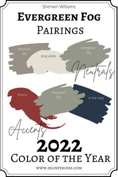 the color scheme for evergreen fog pairings, which are available in two different colors