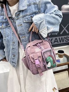 BirdinBag - Multifunctional Mini Letter Graphic Backpack with Bag Charm - Ideal for Students, College, and Outdoor Activities Casual Student Backpack With Mobile Phone Bag, Casual Student Backpack With Phone Bag, Casual Satchel Backpack With Mobile Phone Bag, Back To School Rectangular Bag With Mobile Phone Pocket, Back To School Rectangular Mobile Phone Bag, Casual Handheld Satchel For School, Multifunctional Bags With Zipper For Back To School, Multifunctional Bags With Zipper For School, Daily Use Satchel Backpack With Mobile Phone Bag