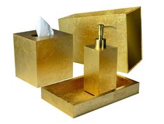 Eos Gold Vanity Set - Pioneer Linens Luxury Bathroom Accessories Set, Upscale Bathroom, Gold Vanity, Traditional Bathroom Designs, Leaf Collection, Bathroom Accessories Luxury, Gold Bathroom Accessories, Bathroom Accessories Sets, Gold Bathroom