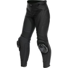 the black leather motorcycle pants with knee pads