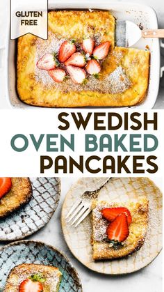 swedish oven baked pancakes with strawberries on top