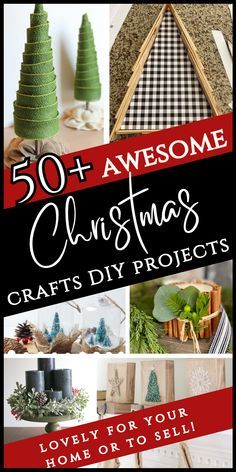 the cover of 50 + awesome christmas crafts diy projects for your home or to sell