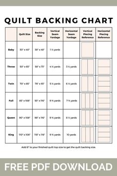 the free printable quilt backing chart