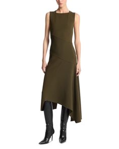 Michael Kors Collection Wool Blend Asymmetric Dress Gentle Movement, Asymmetric Dress, Handkerchief Dress, Handkerchief Hem, Michael Kors Collection, Stretch Dress, Asymmetrical Dress, Dress Backs, Sheath Dress