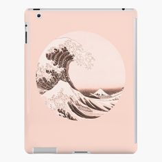 the great wave off kanji island in pink and white ipad case / skin protector