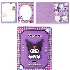 a purple notebook with an image of a cat on the front and back cover, along with