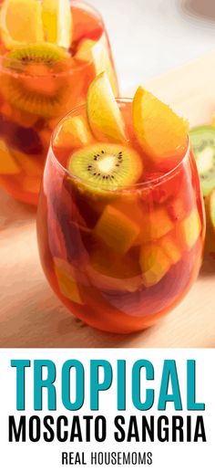 Tropical Moscato Sangria A Delicious Sangria Recipe! Real Housemoms: Tropical Moscato Sangria is so easy to make and a real crowd-pleaser. The perfect party drink! You mix it up the day before & no one has to play bartender! #cocktail #moscato #sangria #drinks-recipes #drink-easter #recipes #realhousemoms Tropical Sangria Recipe, Apple Sangria Recipes, Mango Sangria, Tropical Sangria, Pomegranate Sangria, Apple Cider Sangria Recipe, Sangria Drink