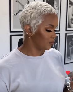 Short Blonde Haircuts Black Women, Black Women Platinum Hair, Grey Pixie Haircut Black Women, Platinum Fingerwaves, Ash Blonde Short Hair Black Women, Blonde Highlights Pixie Haircut Black Women, Short Platinum Blonde Hair Black Women Bob, Short Curly Platinum Blonde Hair Black Women