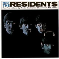 the beatles album cover for meet the residents, featuring four faces and one eye painted black