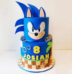 a sonic the hedgehog themed birthday cake