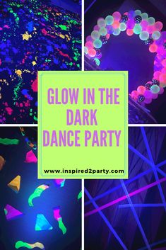 glow in the dark dance party with balloons and streamers